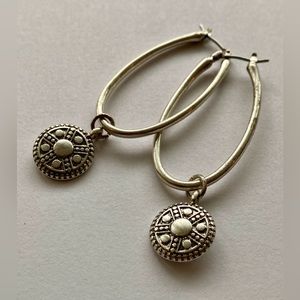 Rustic Charm Silver Tone Hoop Earrings